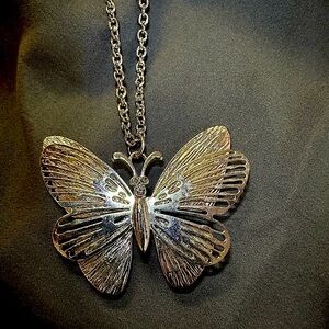Intricate Silver Butterfly Necklace
